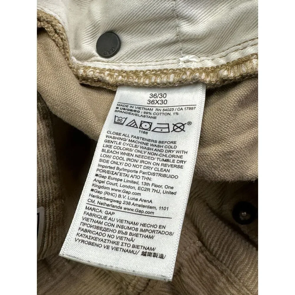 Gap Straight Gapflex Khaki Corduroy Pants, Men's 36